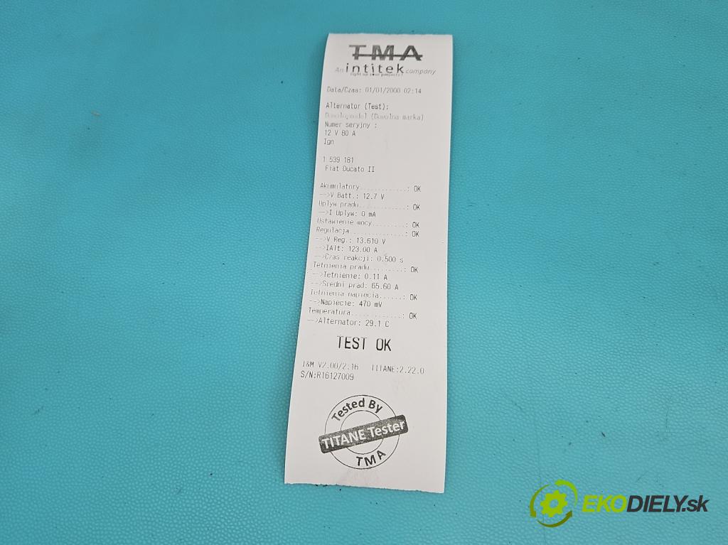 Fiat Ducato II 1994-2006 2.0 8V 110 HP manual 81 kW 1998 cm3 5- Alternator 9655249280 (Alternátor)