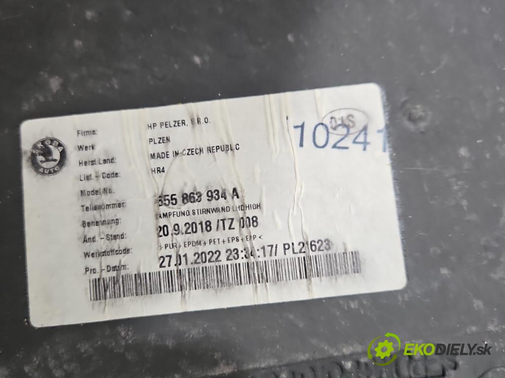 Skoda Scala 2019- 1.0 tsi 114 HP manual 84 kW 999 cm3 5- Zvuková izolácia ostatné 655863934A