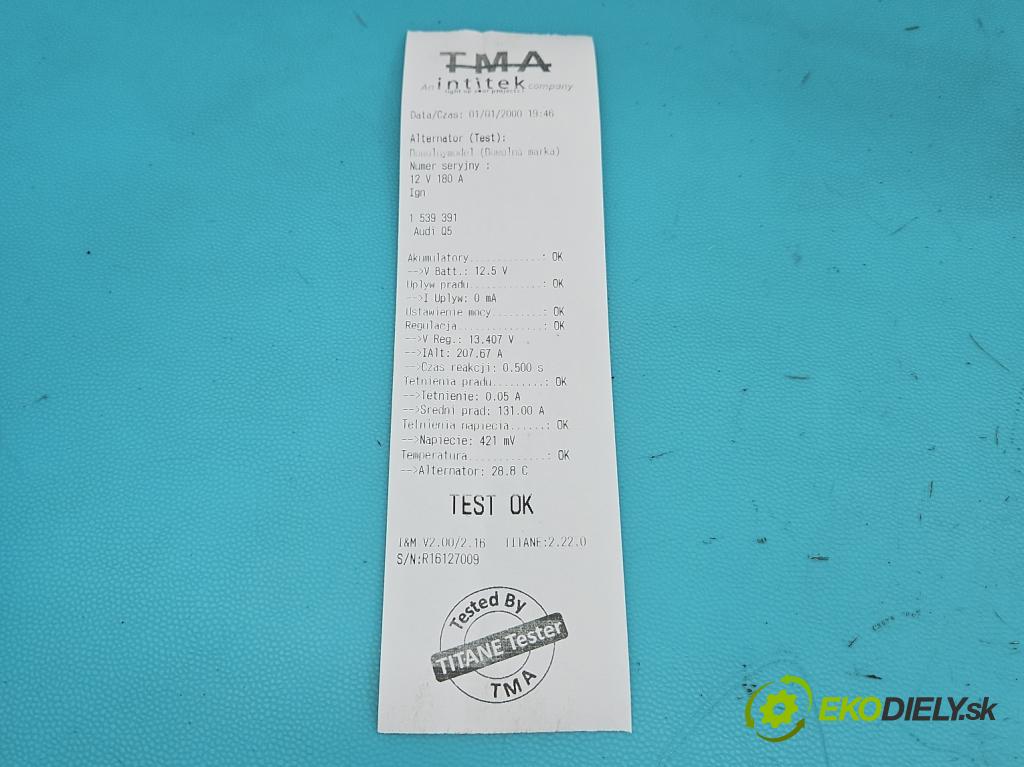 Audi Q5 2008-2016 2.0 TFSI 224hp automatic 165 kW 1984 cm3 5- Alternator 06H903017K (Alternátor)