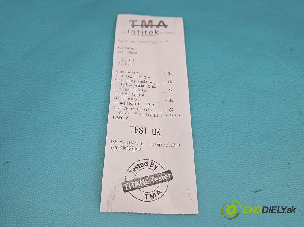 Audi Q5 2008-2016 2.0 TFSI 224hp automatic 165 kW 1984 cm3 5- štartér  (Štartér)