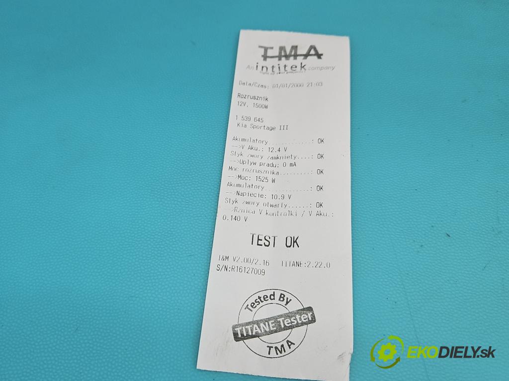 Kia Sportage III 2010-2015 1.6 GDI 135 HP manual 99 kW 1591 cm3 5- štartér 36100-2B200 (Štartér)