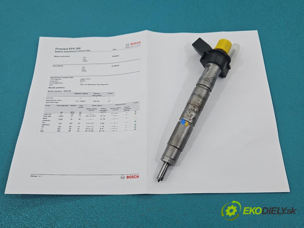 Bmw X6 E71 2007–2014 3.0d 306KM automatic 225 kW 2993 cm3 5- vstrek 0445117017 (Vstrekovač paliva)