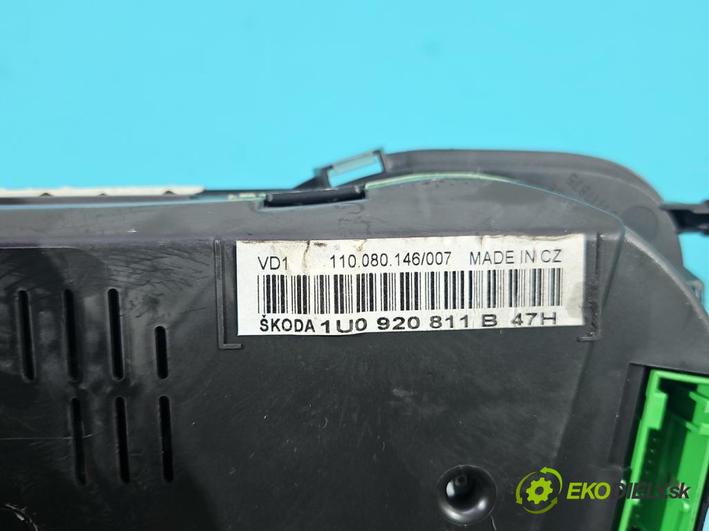 Skoda Octavia I 1996-2010 1.6 SR 102 HP manual 75 kW 1595 cm3 5- prístrojovka/ budíky 1U0920811B (Prístrojová doska)