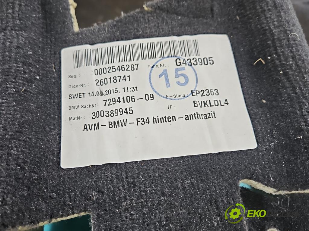 Bmw 3 F34 2013-2020 2.0d 190 hp automatic 140 kW 1999 cm3 5- koberec do auta 7294106