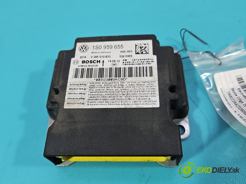 Skoda Citigo 2011-2019 1.0 MPI 60 HP manual 44 kW 999 cm3 5- riadiaca jednotka vankúše: 1S0959655
