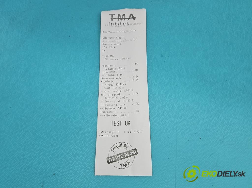 Citroen Xsara Picasso 1.6 16V 109 HP manual 80 kW 1587 cm3 5- Alternator  (Alternátor)