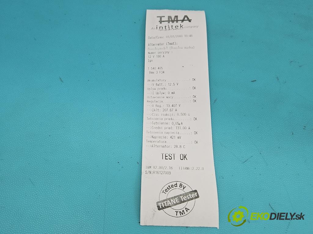 Bmw 3 F34 2013-2020 2.0d 190 HP automatic 140 kW 1999 cm3 5- Alternator 7640132-03 (Alternátor)