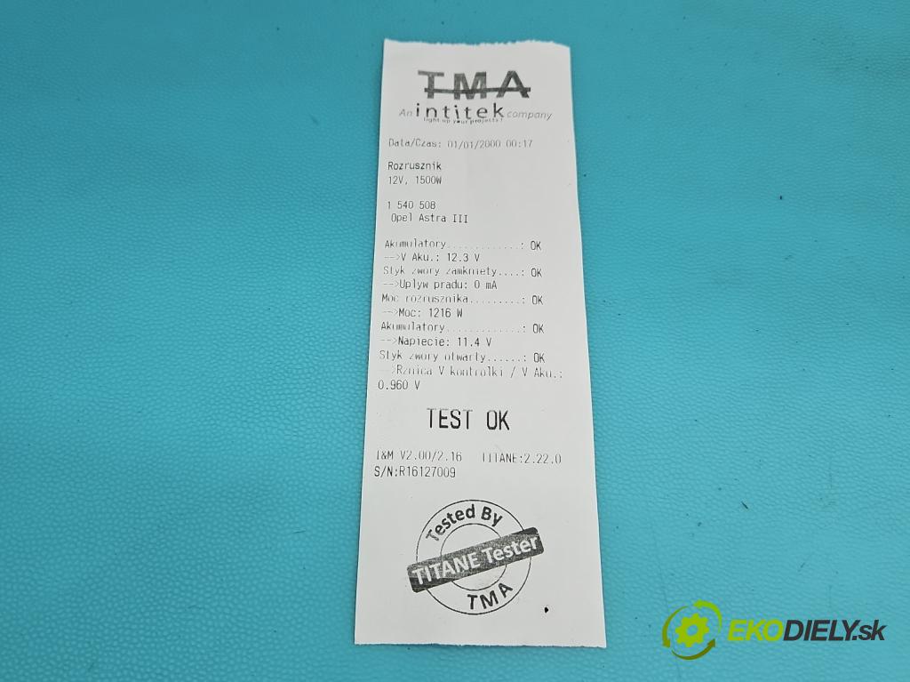 Opel Astra III 2004-2014 1.8 16V 125 hp automatic 92 kW 1796 cm3 5- startér: 0001107405 (Startér)