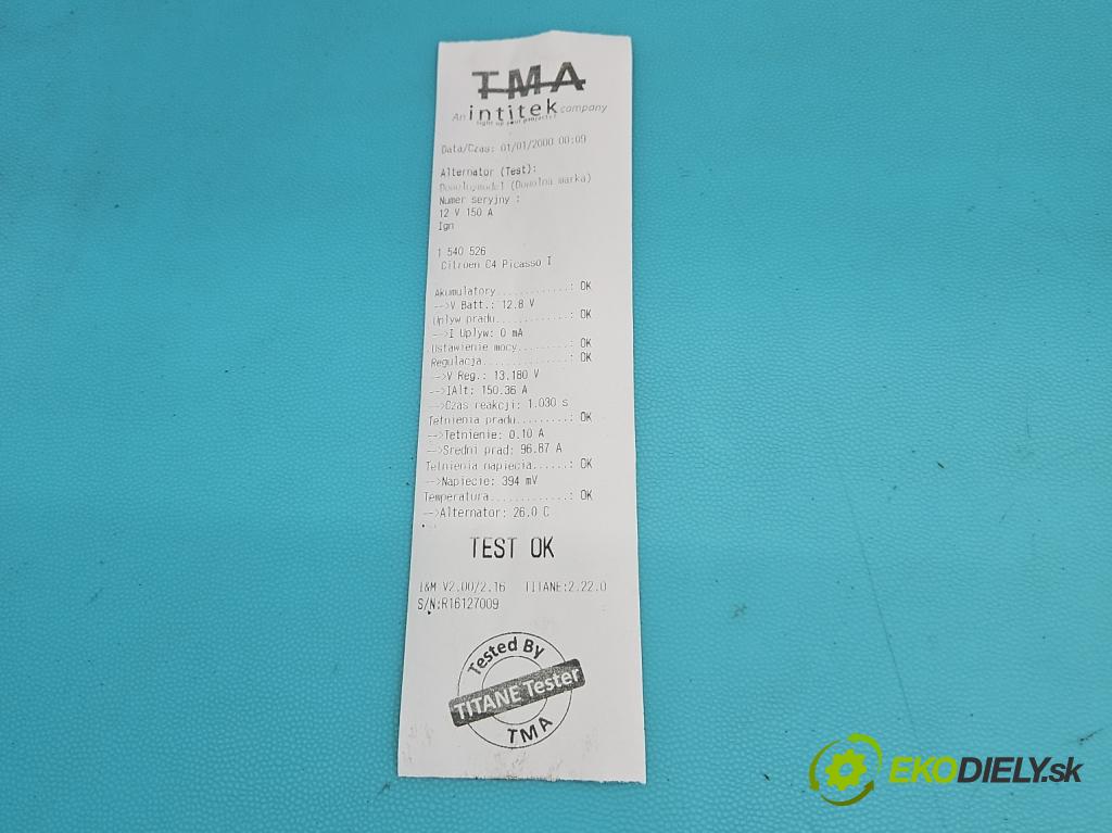 Citroen C4 Picasso I 2006-2013 1.6 hdi 109 HP manual 80 kW 1560 cm3 5- Alternator  (Alternátor)