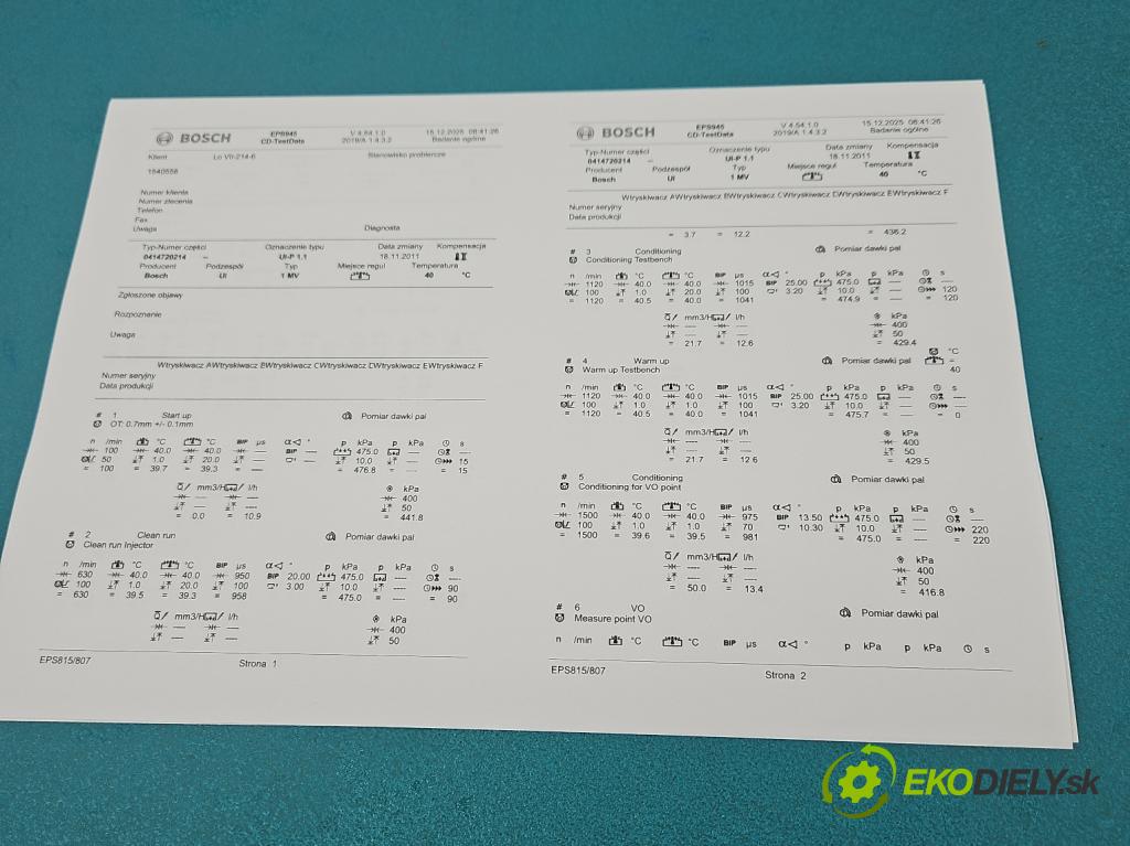 Skoda Superb I 2001-2008 1.9 tdi 131 HP manual 96 kW 1896 cm3 4- vstrekovacie čerpadlo 0414720214 (Vstrekovač paliva)