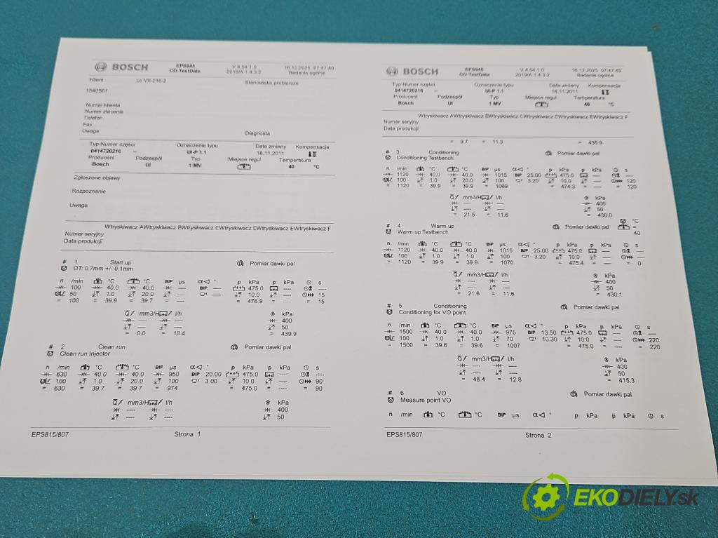 Vw Passat B5 1995-2005 1.9 tdi 131 HP manual 96 kW 1896 cm3 5- vstrekovacie čerpadlo 0414720216 (Vstrekovač paliva)