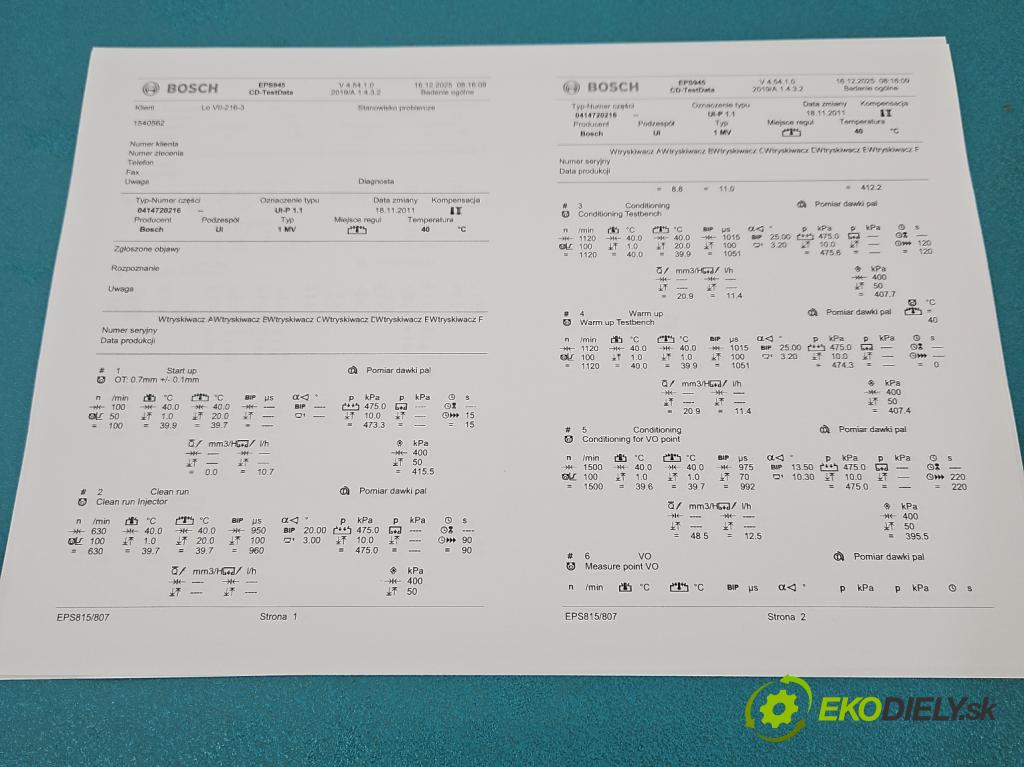 Vw Passat B5 1995-2005 1.9 tdi 131 HP manual 96 kW 1896 cm3 5- vstrekovacie čerpadlo 0414720216 (Vstrekovač paliva)