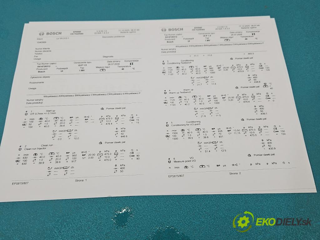 Vw Passat B6 2005-2010 2.0 tdi 140 HP manual 103 kW 1968 cm3 5- vstrekovacie čerpadlo 0414720312 (Vstrekovač paliva)