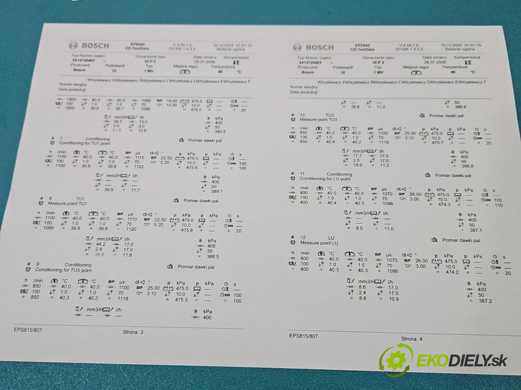 Vw Touran I 2003-2015 2.0 tdi 140 HP manual 103 kW 1968 cm3 5- vstrekovacie čerpadlo 0414720403 (Vstrekovač paliva)