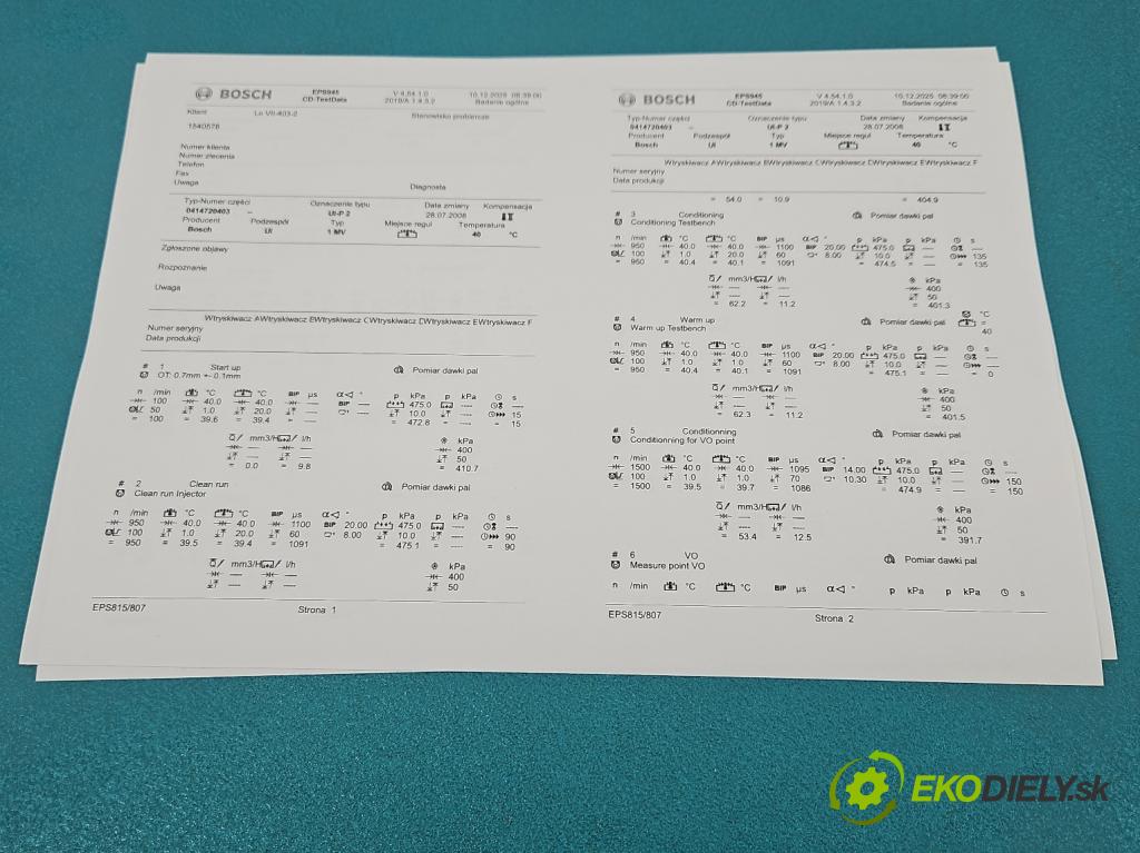 Vw Touran I 2003-2015 2.0 tdi 140 HP manual 103 kW 1968 cm3 5- vstrekovacie čerpadlo 0414720403 (Vstrekovač paliva)