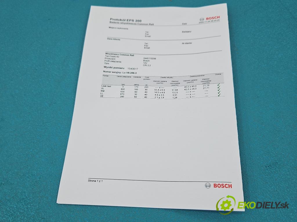 Kia Ceed I 2006-2012 1.6 crdi 90 HP manual 66 kW 1582 cm3 5- vstrek 0445110256 (Vstrekovač paliva)