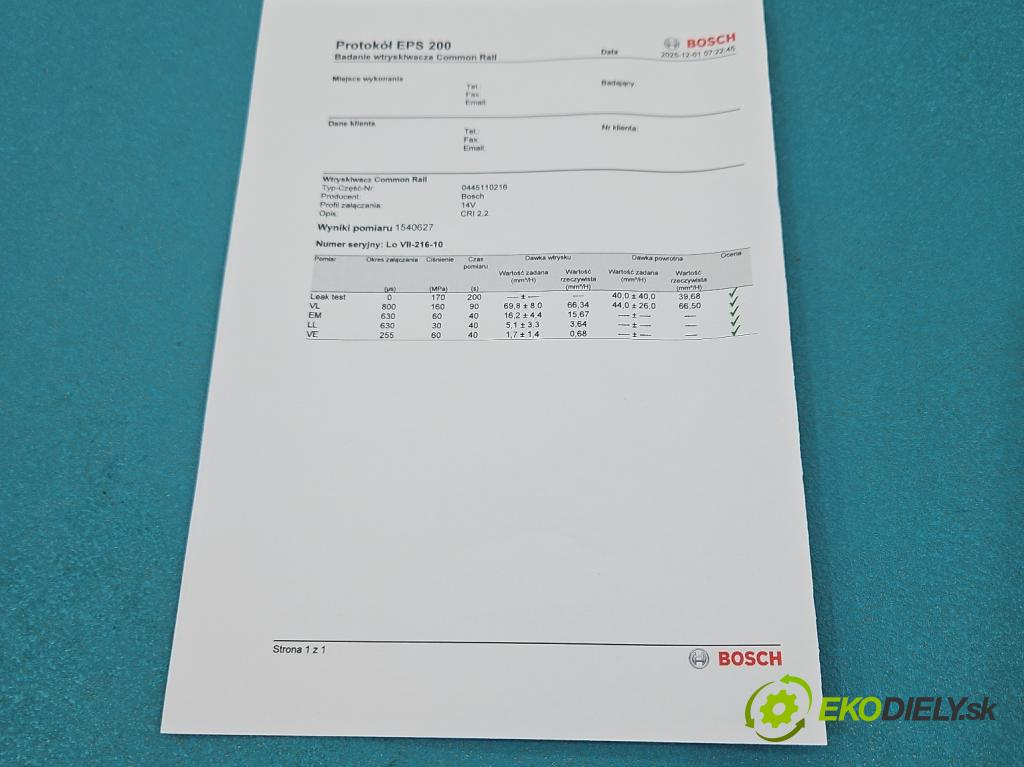 Bmw X3 E83 2003-2010 2.0d (M47): 150 HP manual 110 kW 1995 cm3 5- vstrek 0445110216 (Vstrekovač paliva)