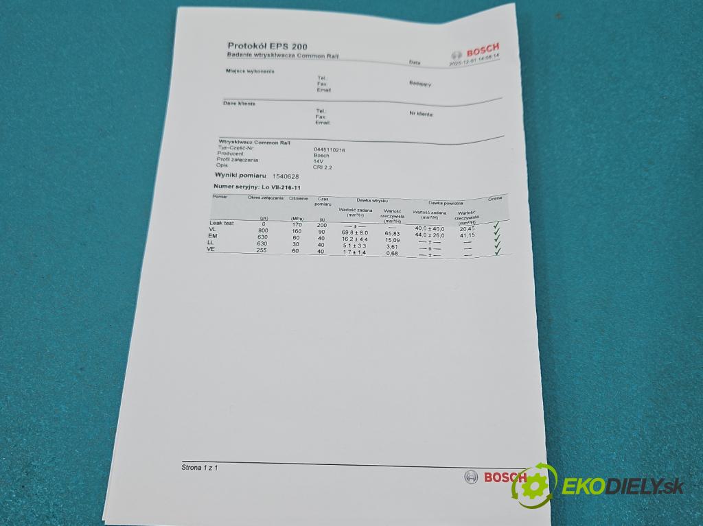 Bmw X3 E83 2003-2010 2.0d (M47): 150 HP manual 110 kW 1995 cm3 5- vstrek 0445110216 (Vstrekovač paliva)