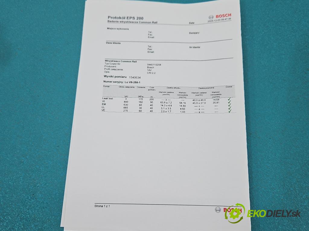 Hyundai Tucson I 2004-2009 2.0 CRDi 16v 140 HP manual 103 kW 1991 cm3 5- vstrek 0445110258 (Vstrekovač paliva)