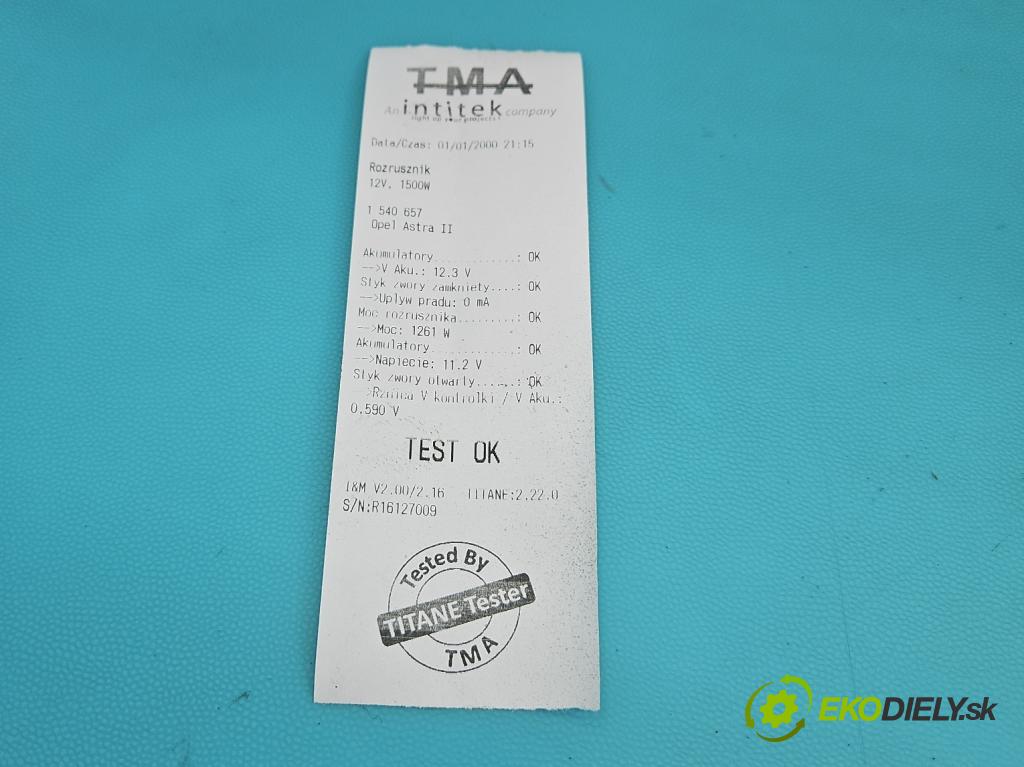 Opel Astra II 1998-2009 1.4 16V 90 hp manual 66 kW 1389 cm3 5- startér:  (Startér)