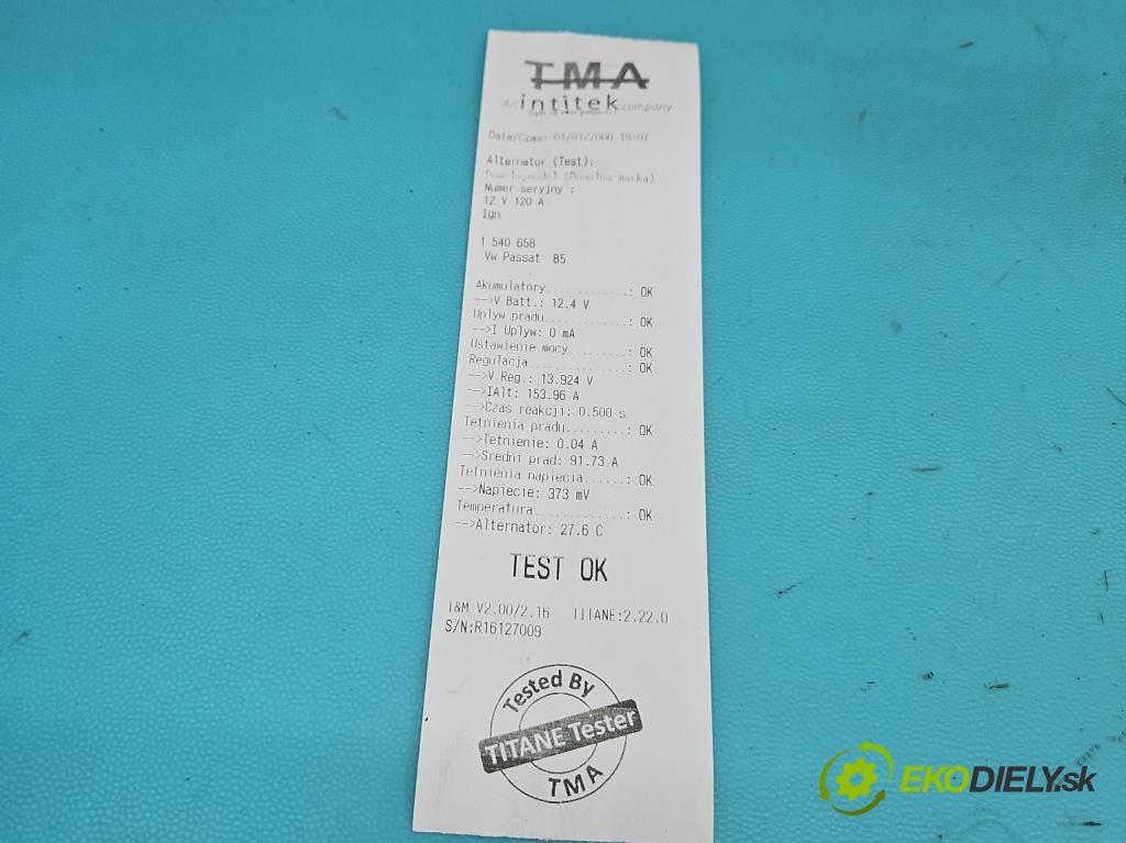 Vw Passat B5 1995-2005 1.9 tdi 110 HP manual 81 kW 1896 cm3 5- Alternator STX100120 (Alternátor)