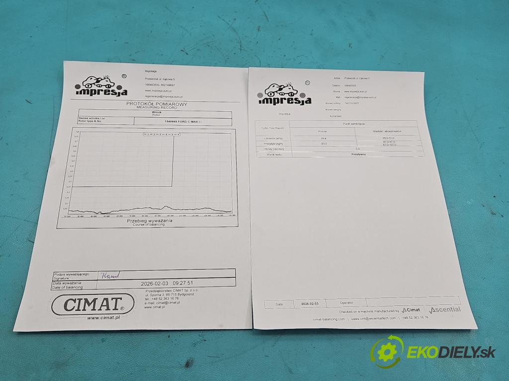 Ford C-Max I 2003-2010 1.8 tdci 116 HP manual 85 kW 1753 cm3 5- turbodúchadlo, turbo repasovaná 742110-7