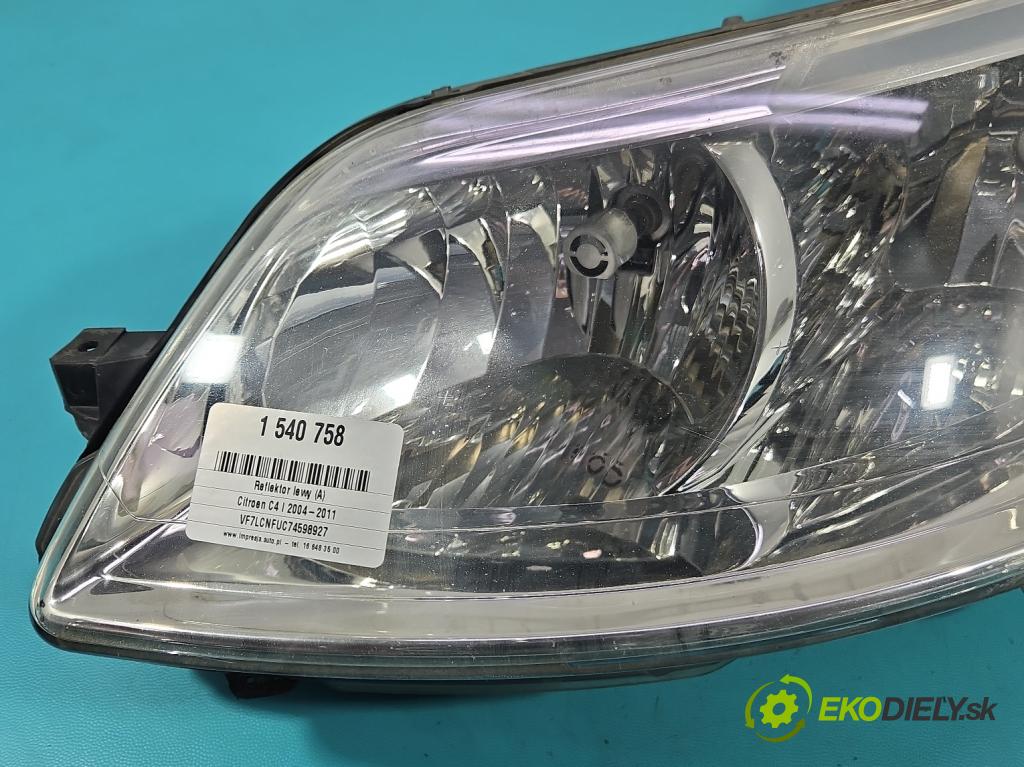 Citroen C4 I 2004-2011 1.6 16V 109 HP manual 80 kW 1587 cm3 5- Reflektor: ľavý 9646893980 (Kľučka dverí ostatné)