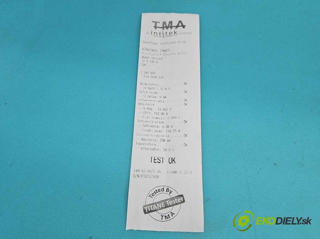 Kia Ceed III 2018- 1.5 160 HP automatic 117.5 kW 1482 cm3 5- Alternator 37300-07400 (Alternátor)