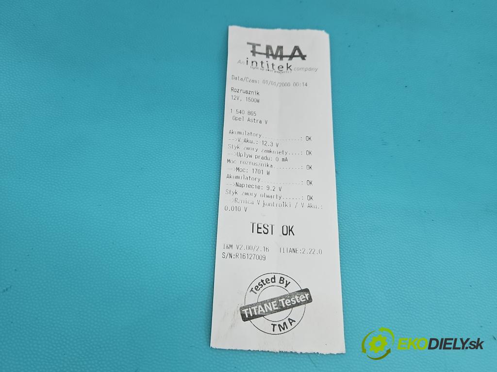 Opel Astra V  2015-2022 1.4 T 125 hp manual 92 kW 1399 cm3 5- startér: 12668969 (Startér)