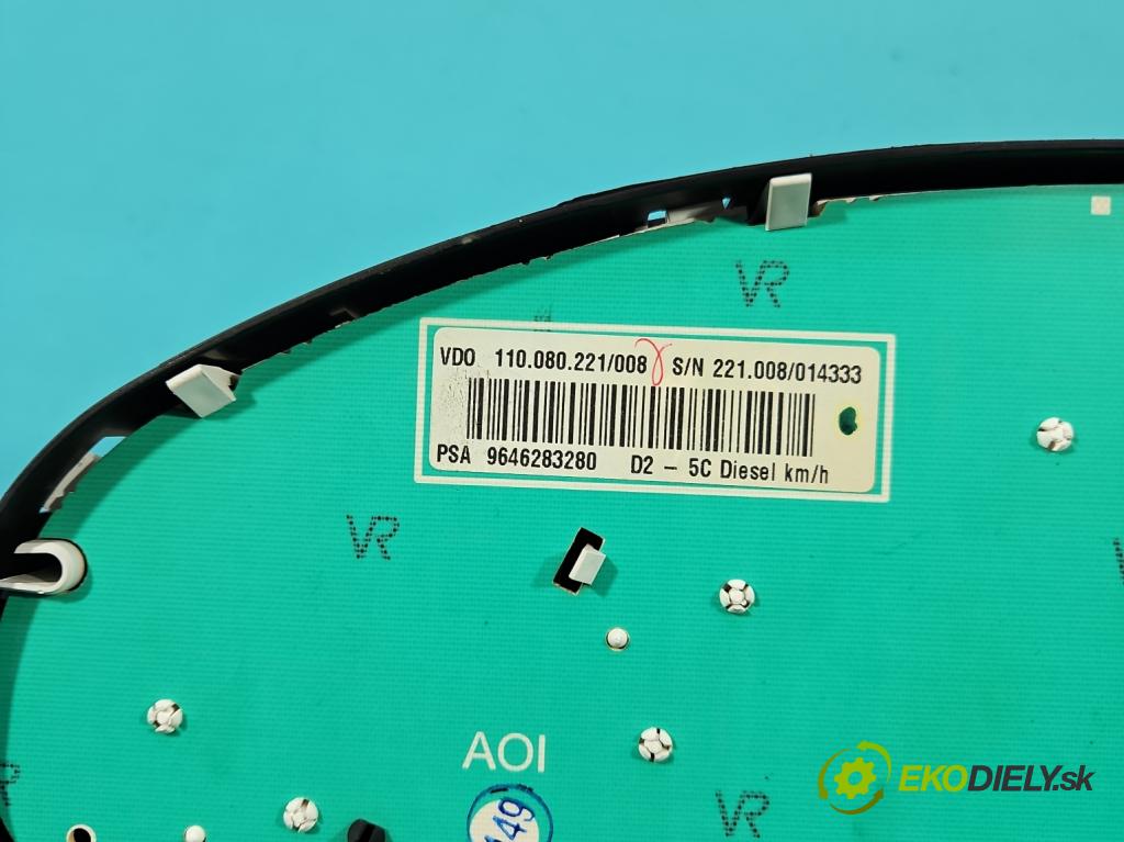 Peugeot 407 2.0 hdi 136 HP manual 100 kW 1997 cm3 4- prístrojovka/ budíky 9646283280 (Prístrojová doska)