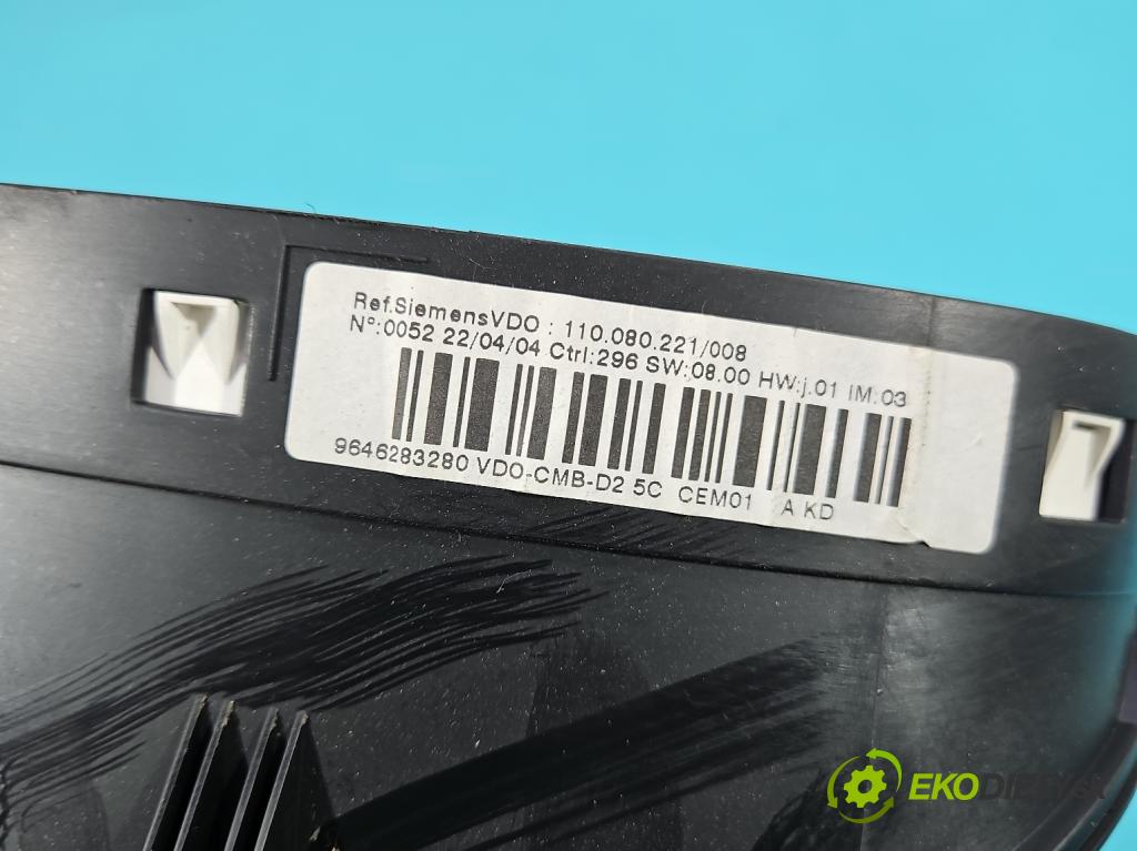 Peugeot 407 2.0 hdi 136 HP manual 100 kW 1997 cm3 4- prístrojovka/ budíky 9646283280 (Prístrojová doska)