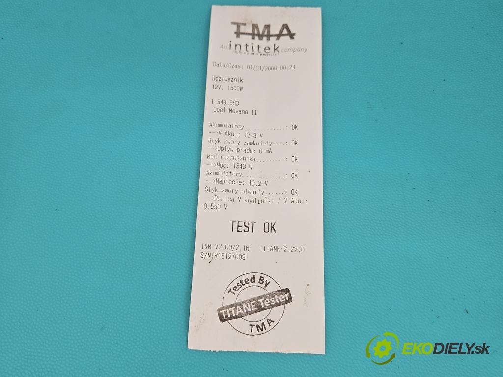 Opel Movano II 2003-2010 2.5 cdti 114 hp manual 84 kW 2463 cm3 5- startér:  (Startér)