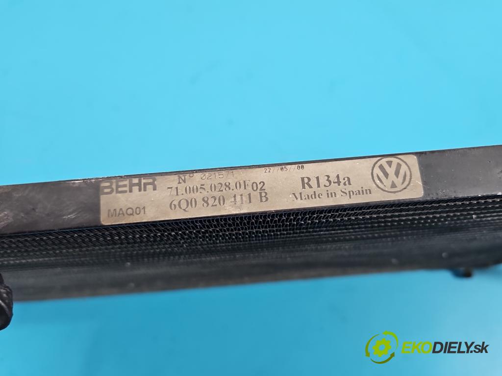 Skoda Fabia I 1999-2007 1.4 16V 101 HP manual 74 kW 1390 cm3 5- chladič klimatizácie 6Q0820411B (Chladič klimatizácie)