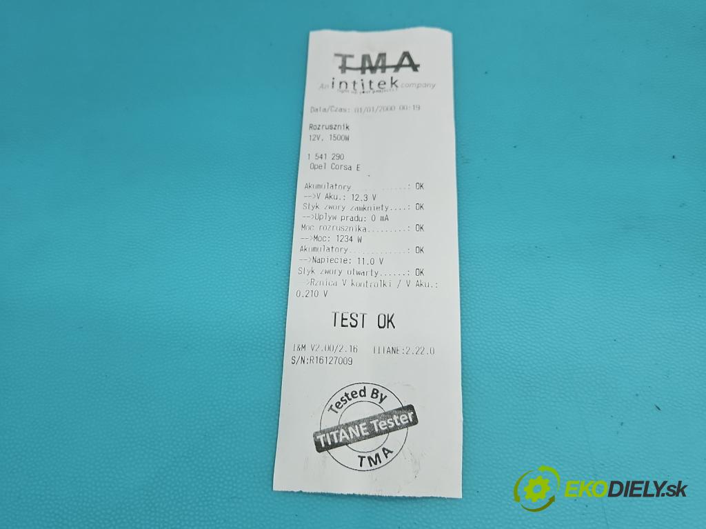 Opel Corsa E 2014-2019 1.4 16V 75 hp manual 55 kW 1398 cm3 5- startér: 0001192087 (Startér)