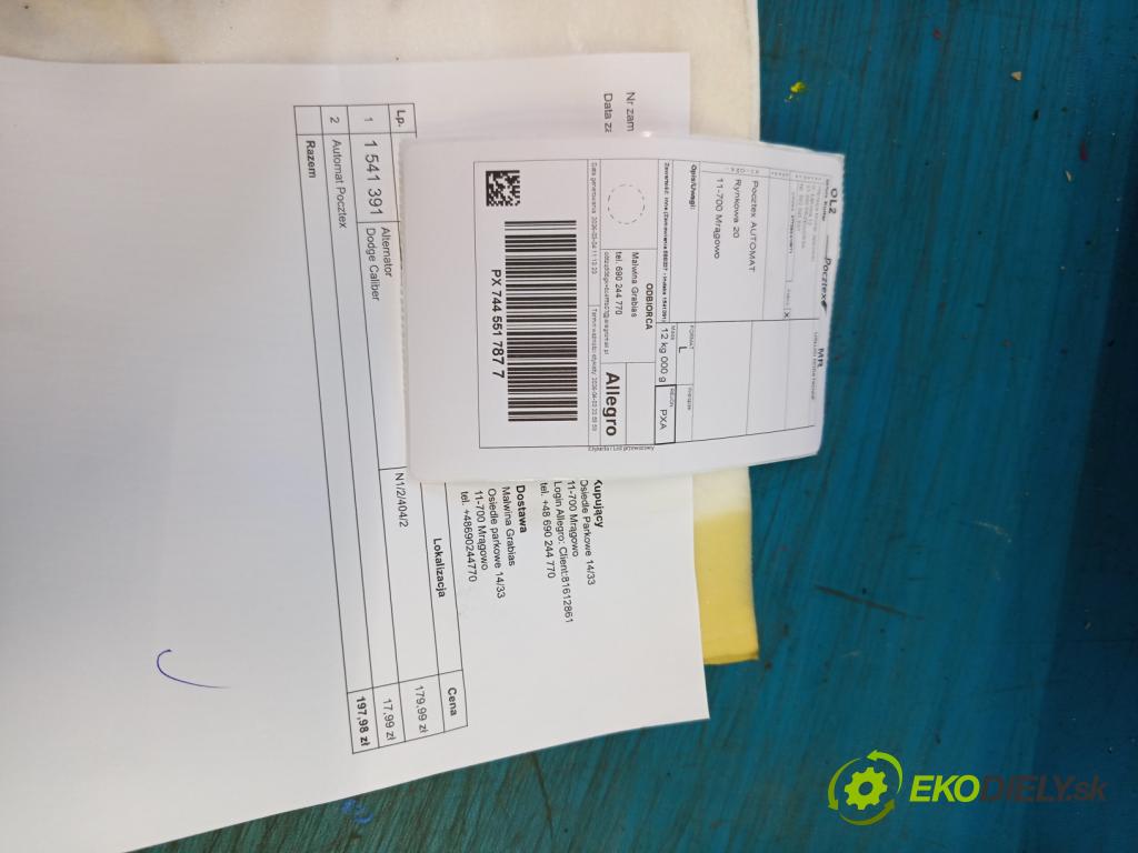 Dodge Caliber 2.0 CRD 140 HP manual 103 kW 1968 cm3 5- Alternator 0124525128 (Alternátor)