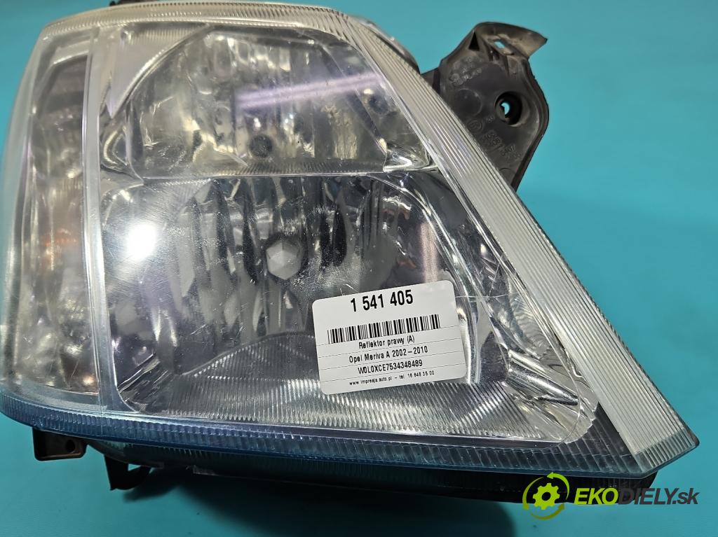 Opel Meriva A 2002-2010 1.8 16V 125 HP manual 92 kW 1796 cm3 5- Reflektor: pravý 93321053 (Svetlo predné pravé)
