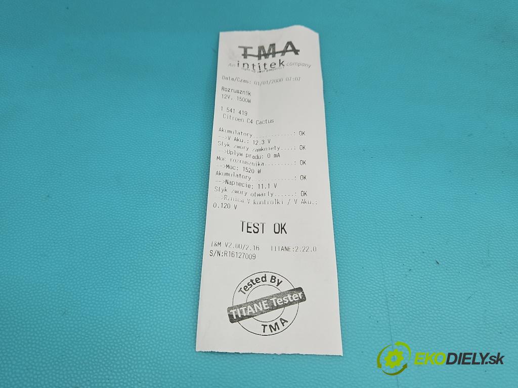 Citroen C4 Cactus 2014-2020 1.6 hdi 92 HP automatic 68 kW 1560 cm3 5- štartér 9662854180 (Štartér)