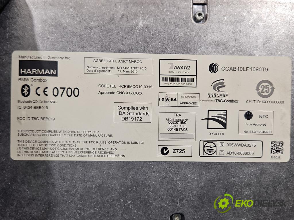 Bmw X6 E71 2007–2014 3.0d 306KM automatic 225 kW 2993 cm3 5- Zesilovač: 9248178-01 (Zosilňovač)