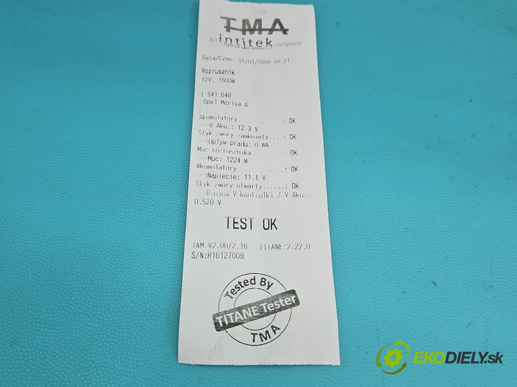 Opel Meriva A 2002-2010 1.8 16V 125 hp manual 92 kW 1796 cm3 5- startér: 0986018350 (Startér)