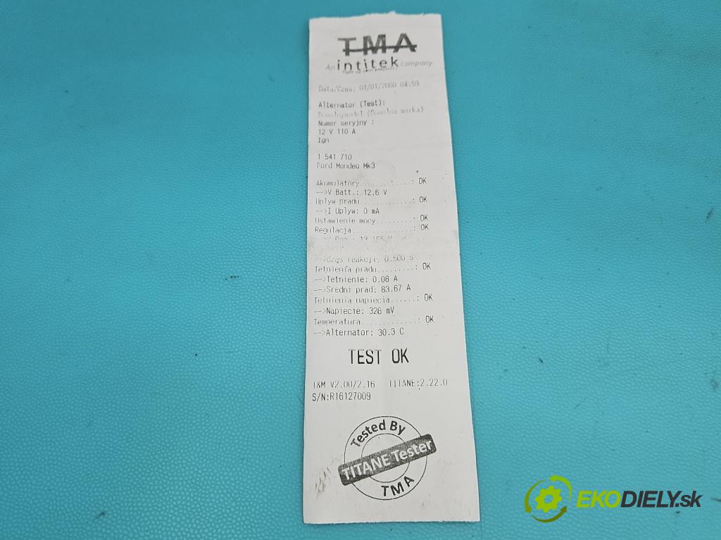 Ford Mondeo Mk3 2000-2007 2.0 16V 145 HP manual 107 kW 1999 cm3 5- Alternator  (Alternátor)