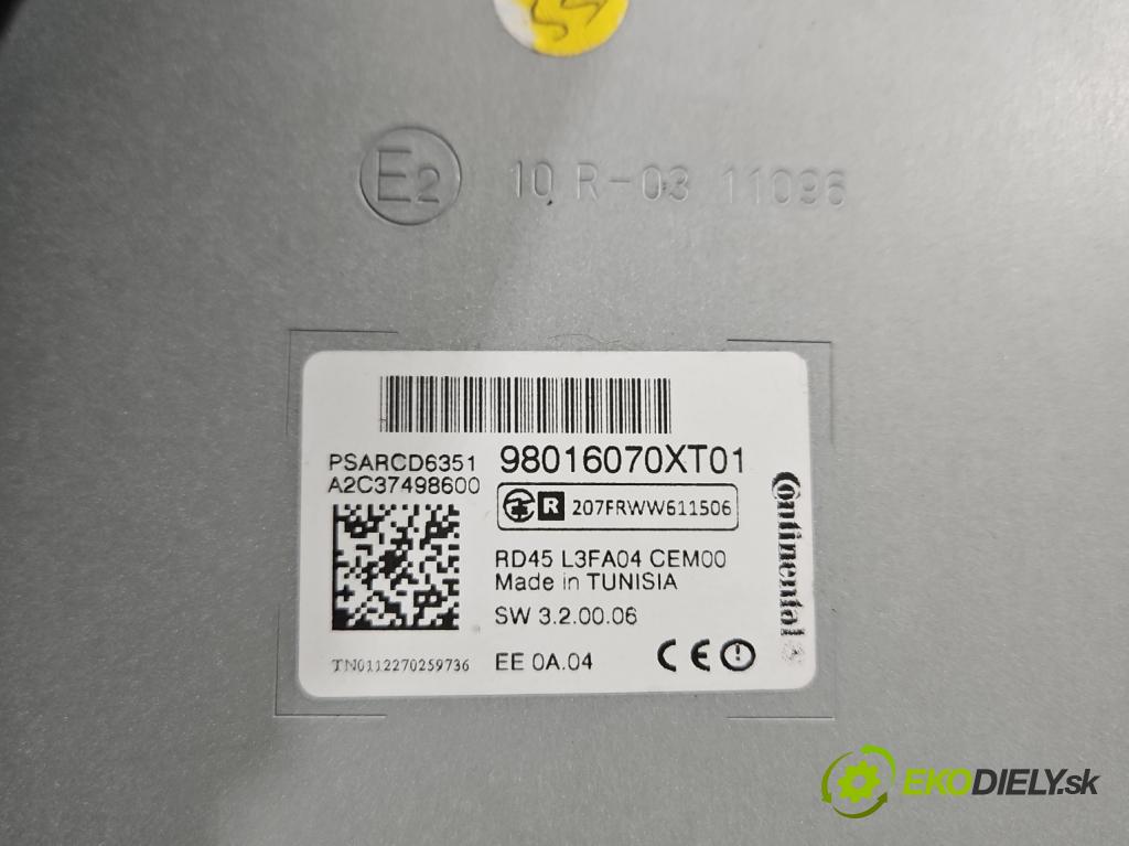 Peugeot 5008 I 2009-2017 1.6 hdi 111KM manual 82 kW 1560 cm3 5- Radio originál 98016070XT