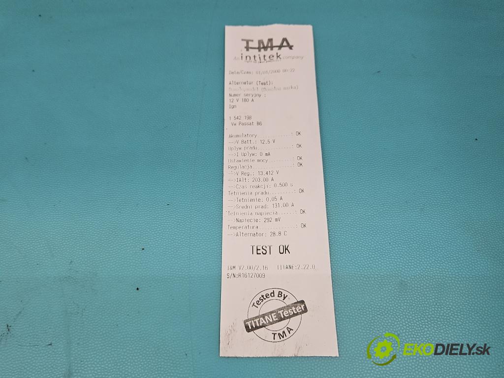 Vw Passat B6 2005-2010 2.0 tdi 140 HP automatic 103 kW 1968 cm3 4- Alternator A3203PR (Alternátor)