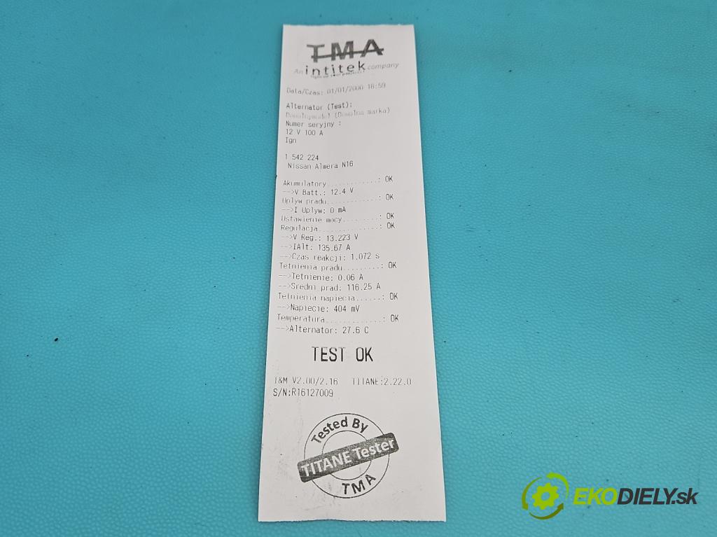 Nissan Almera N16 2000-2006 2.2 TD 111KM manual 82 kW 2184 cm3 4- Alternator 23100BN300 (Alternátor)