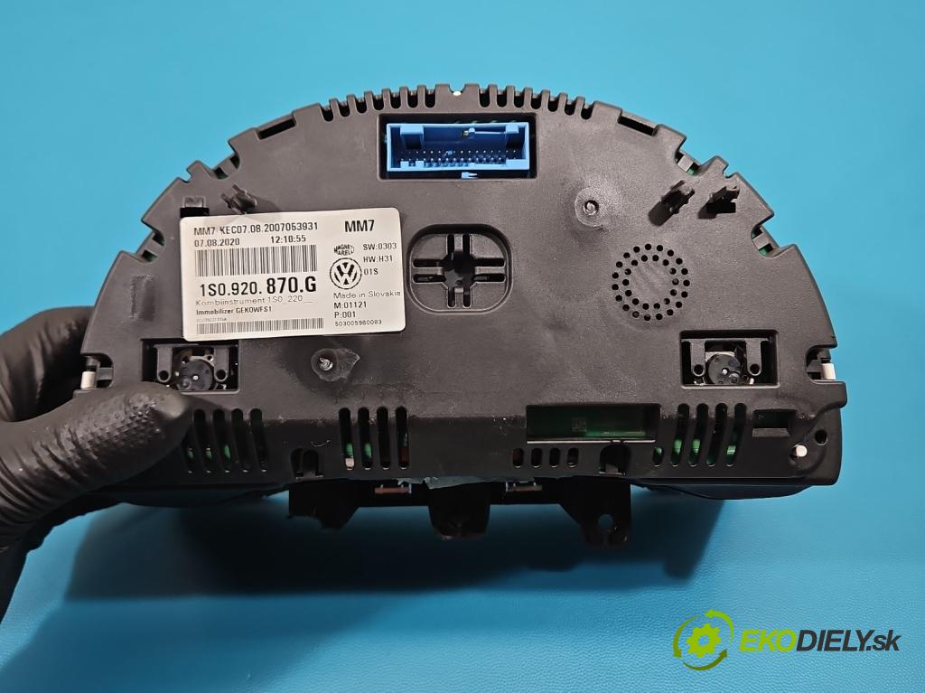 Vw Up 1.0 MPI 60 HP manual 44 kW 999 cm3 3- prístrojovka/ budíky 1S0920870G (Prístrojová doska)