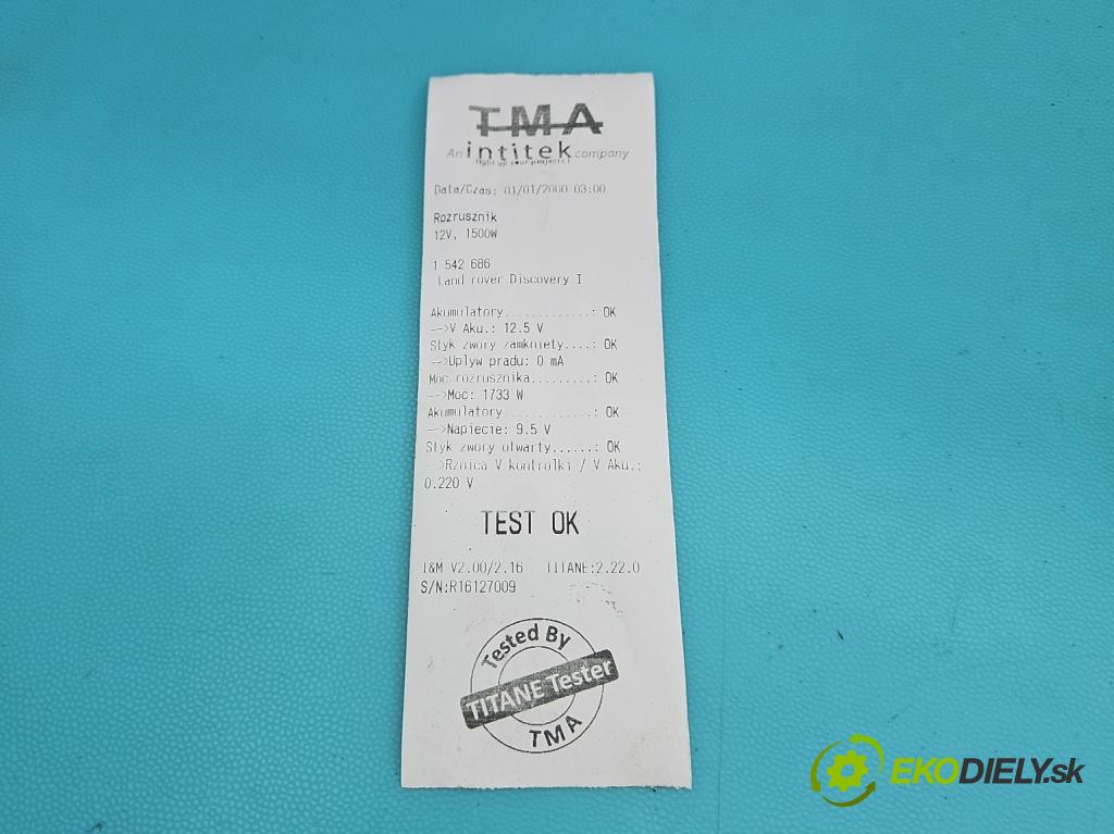 Land rover Discovery I 1989-1998 2.5 TD 113 HP manual 83 kW 2497 cm3 3- štartér 0986016210 (Štartér)