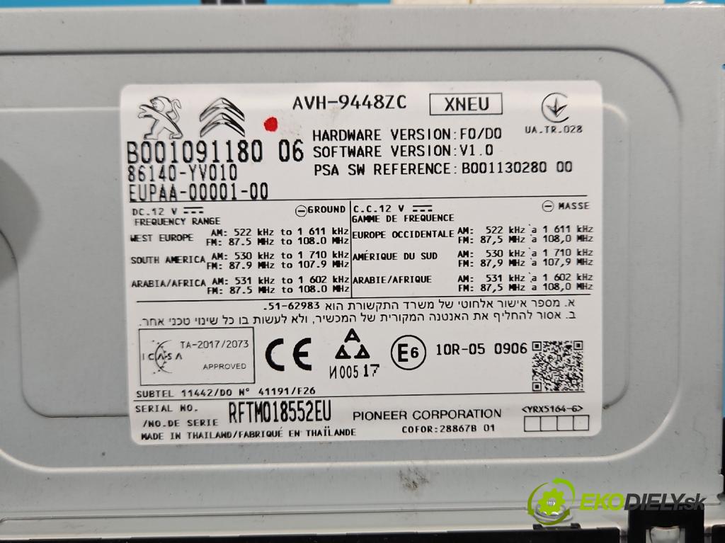 Toyota Aygo II 2014-2022 1.0 vvti 72 HP manual 53 kW 998 cm3 5- Radio originál 86140-YV010