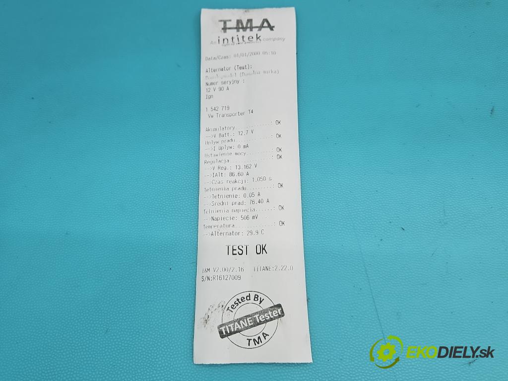 Vw Transporter T4 1990-2003 2.4d 77 HP manual 57 kW 2370 cm3 5- Alternator  (Alternátor)