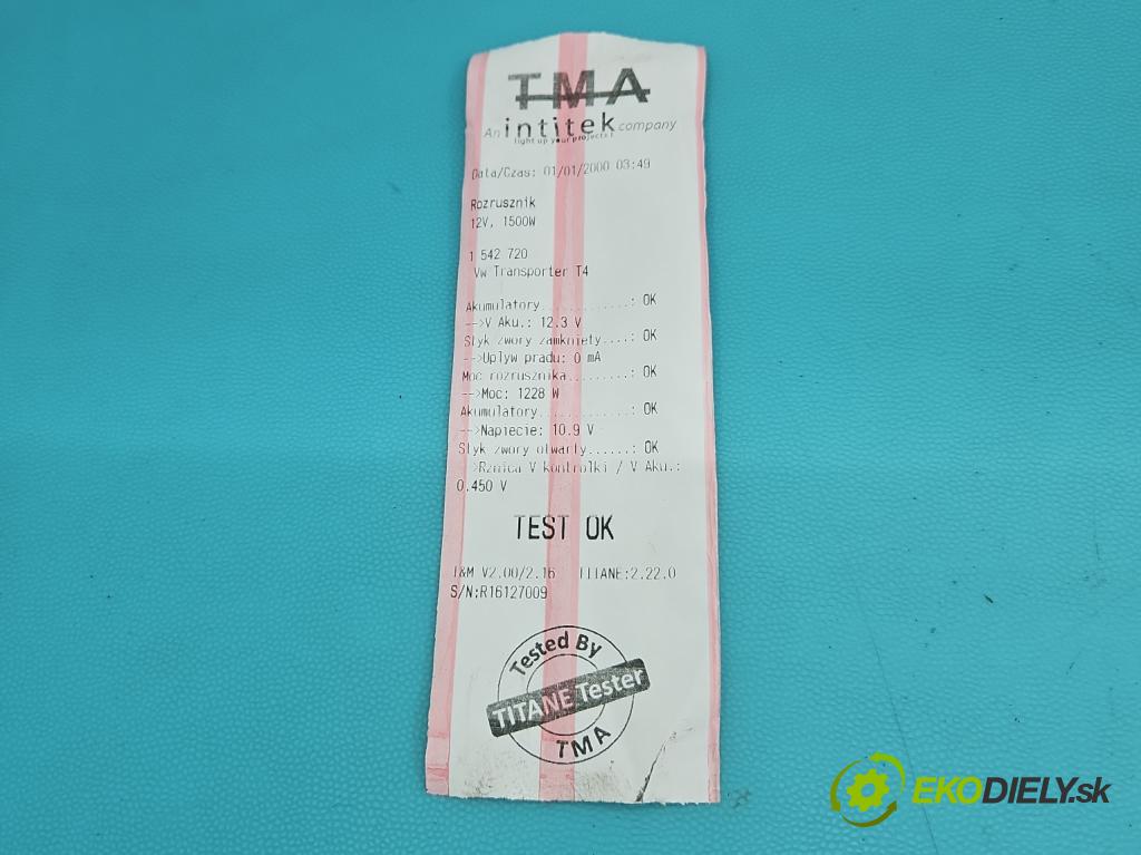 Vw Transporter T4 1990-2003 2.4d 77 HP manual 57 kW 2370 cm3 5- štartér (Štartér)