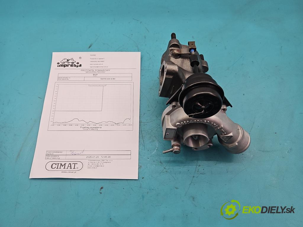 Audi A4 B6 2000-2004 1.8 T 163 HP manual 120 kW 1781 cm3 4- turbodúchadlo, turbo repasovaná 53039700073