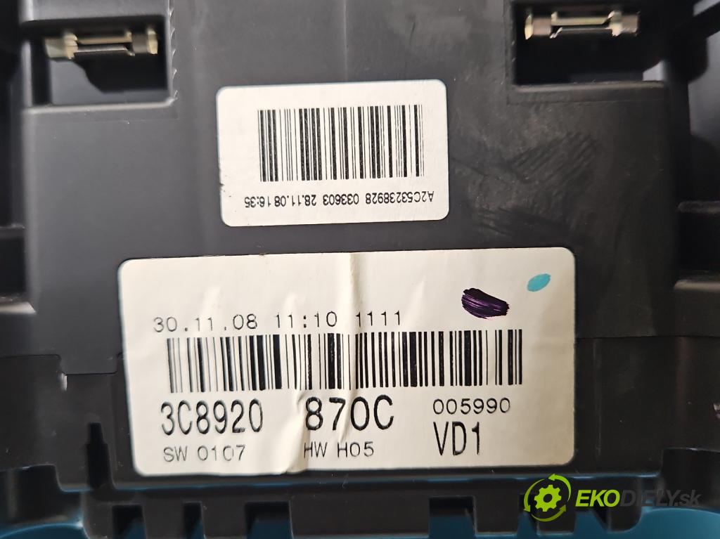 Vw Passat CC 2008-2016 2.0 tdi 170 hp manual 125 kW 1968 cm3 4- Přístrojová deska 3C8920870C (Přístrojová deska)